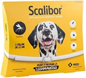 Scalibor Halskette 65 cm. Lächelnder Hund auf Verpackung